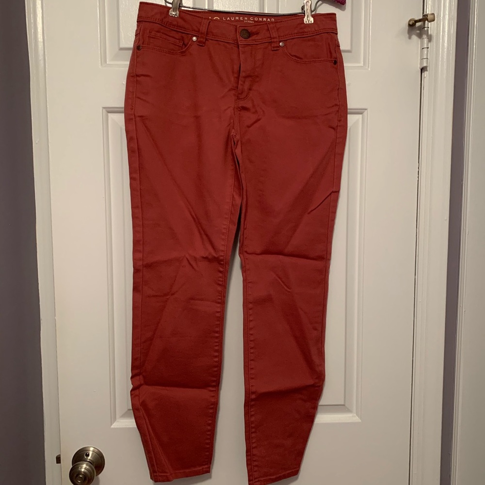 Burnt Orange Skinny Denim Crops